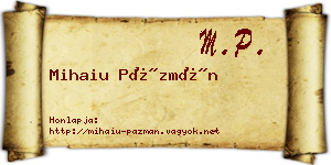 Mihaiu Pázmán névjegykártya